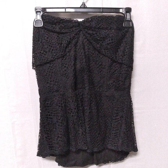 PORRIDGE Anthropologie Strapless Top Lace Black Peplum Blouse Size M NWT - Picture 2 of 10